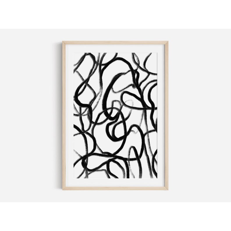 Tranh in cao cấp | Tranh nghệ thuật trừu tượng - Black Abstract Art Print, Black and White Abstract Art