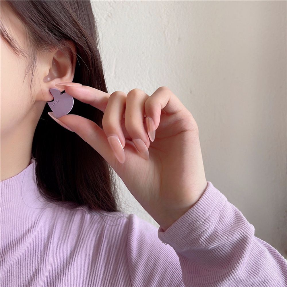 Bông tai hình trái tim bằng hợp kim màu tím phong cách Hàn Quốc thanh lịch thời trang cho nữ