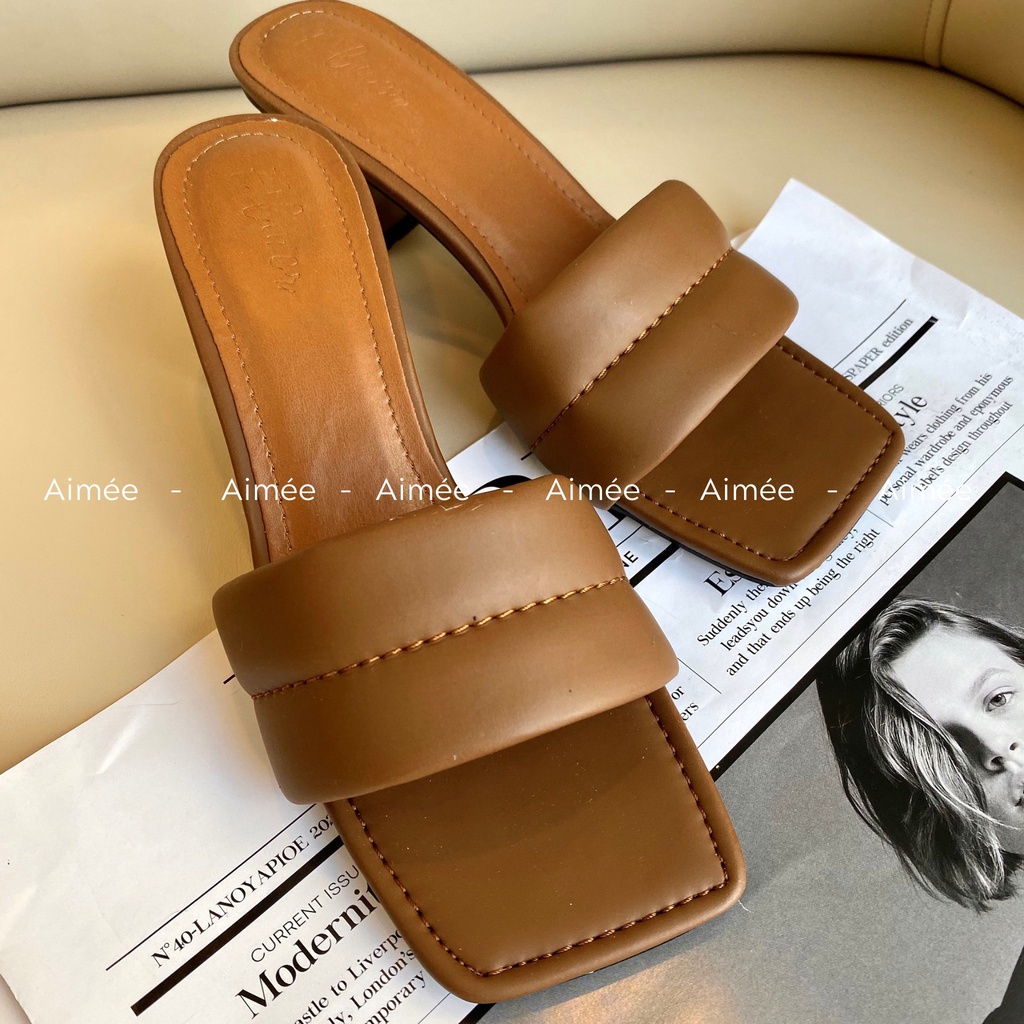 Dép Nữ Quai Ngang Viền Chỉ Đế Chun Xoắn Cao 5 Phân Sang Trọng Quý Phái