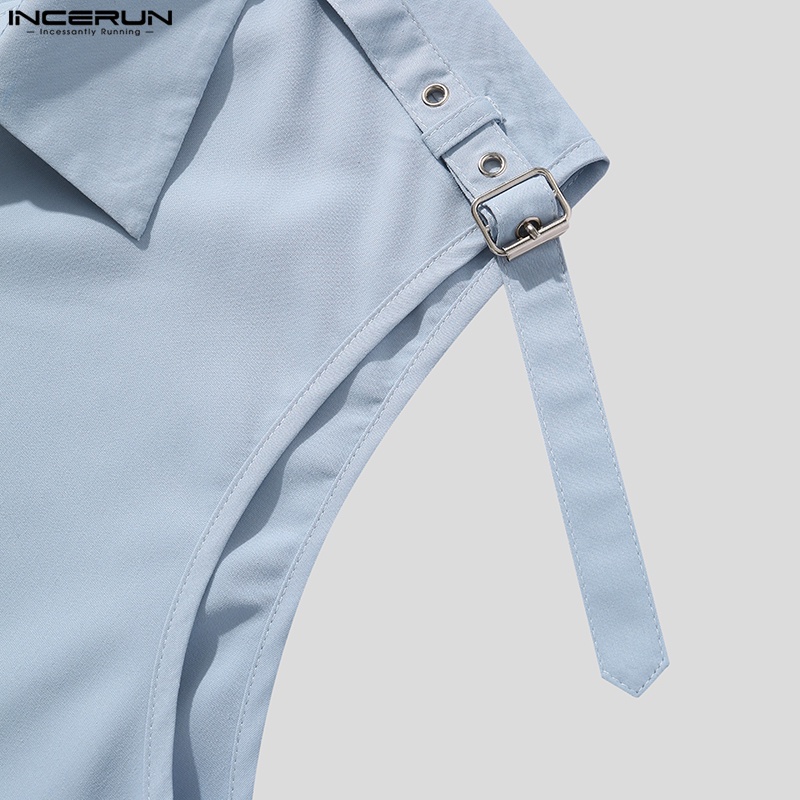 INCERUN Áo Sơ Mi Không Tay Phong Cách Phương Tây Có 3 Màu Thời Trang Cho Nam