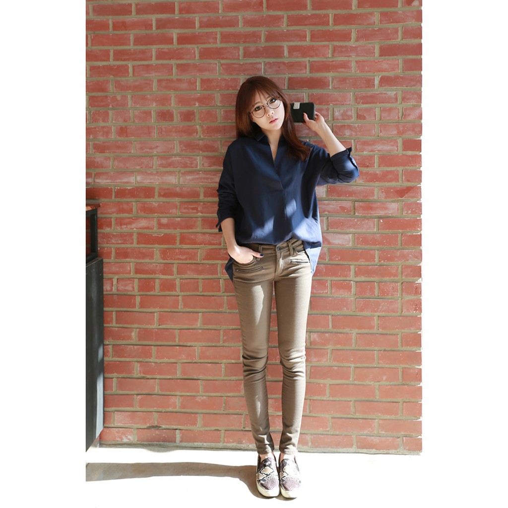 Hàng Xịn Xò Gía Tốt Cuối Năm - Áo Sơ Mi Form Rộng Nút Sau - Áo Sơ Mi Nữ AS061 - AS061 | BigBuy360 - bigbuy360.vn