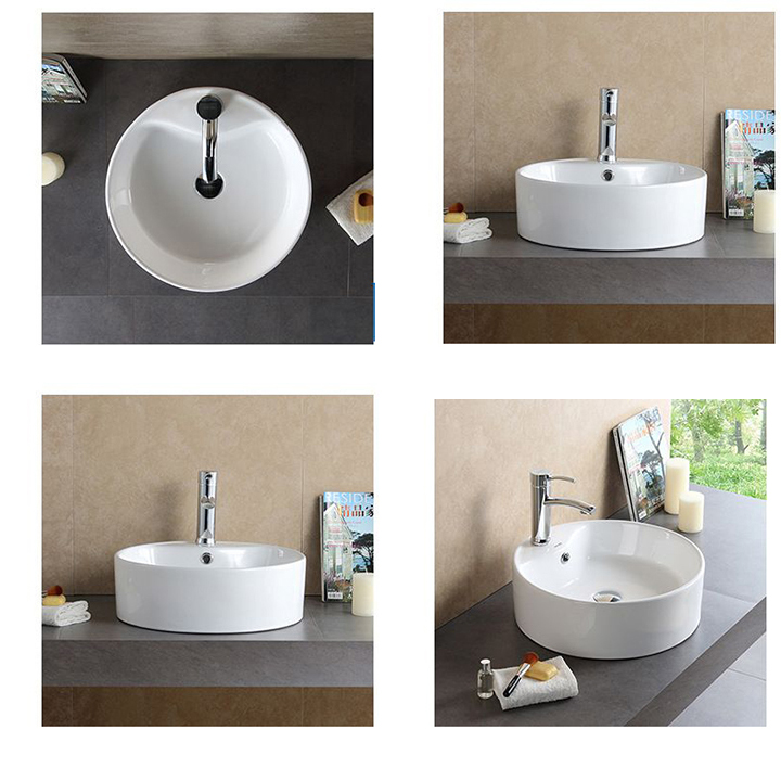 Chậu rửa mặt lavabo  tròn trắng chất liệu men sứ chống bẩn cao cấp .