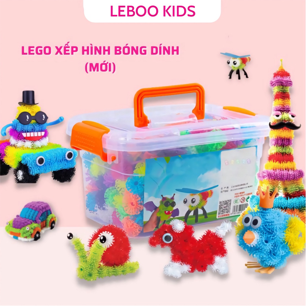 Đồ chơi xếp hình lego cho bé trai bé gái, đồ chơi lego bóng dính trí tuệ Leboo