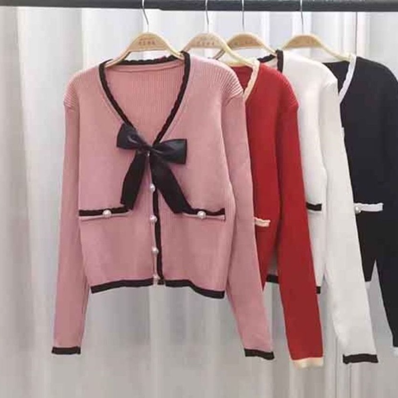 Áo khoác cardigan IELGY đính nơ xinh xắn cho nữ