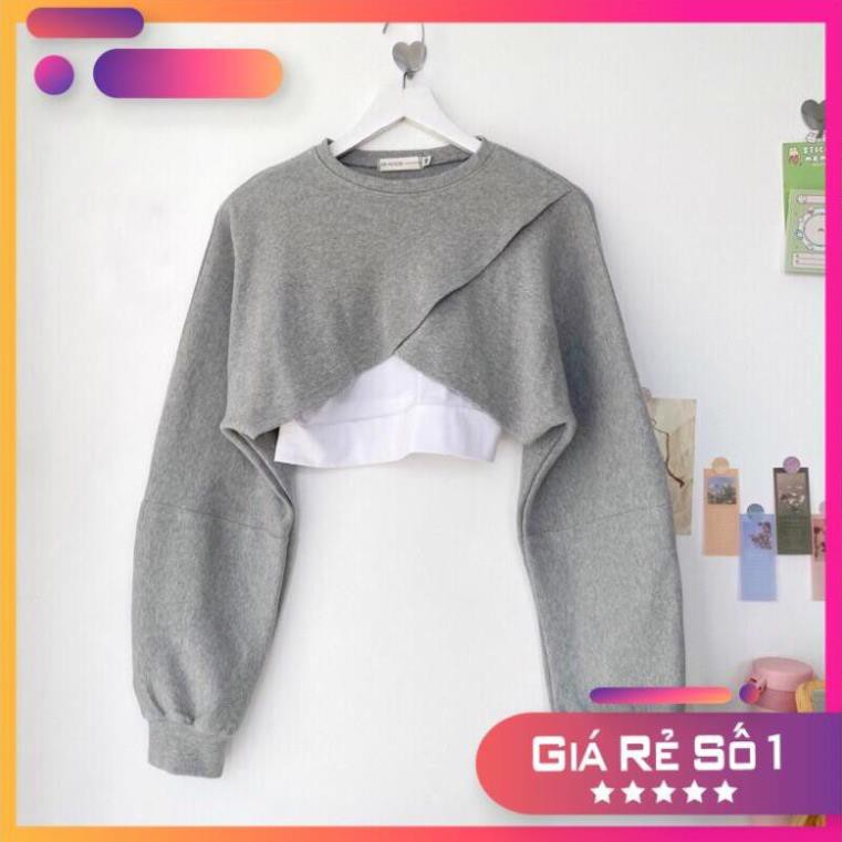 Áo Croptop Dáng Rộng Đắp Chéo BEE Ulzzang