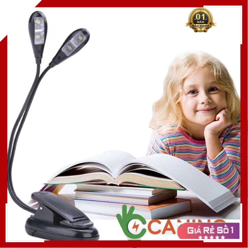 Đèn đọc sách 🌳FREESHIP🌳 Đèn led Đọc Sách mini 2 râu 4 led siêu tiện lợi