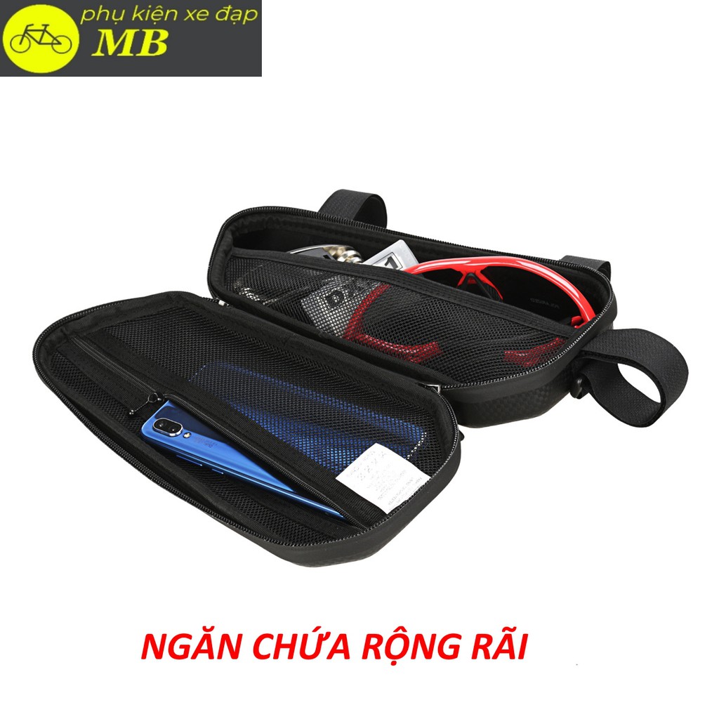 túi treo xe đạp thể thao chống nước cao cấp chính hãng BSOUL 07 cực đẹp, túi xe đạp túi xe máy vân cacbon form cứng