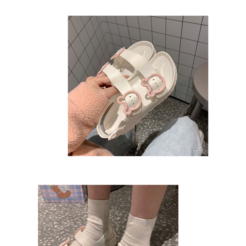 Giày Sandal Đế Bằng Dày Dặn Phong Cách La Mã Thời Trang Mùa Hè Hàng Mới Dành Cho Bạn Nữ Mang Đi Biển