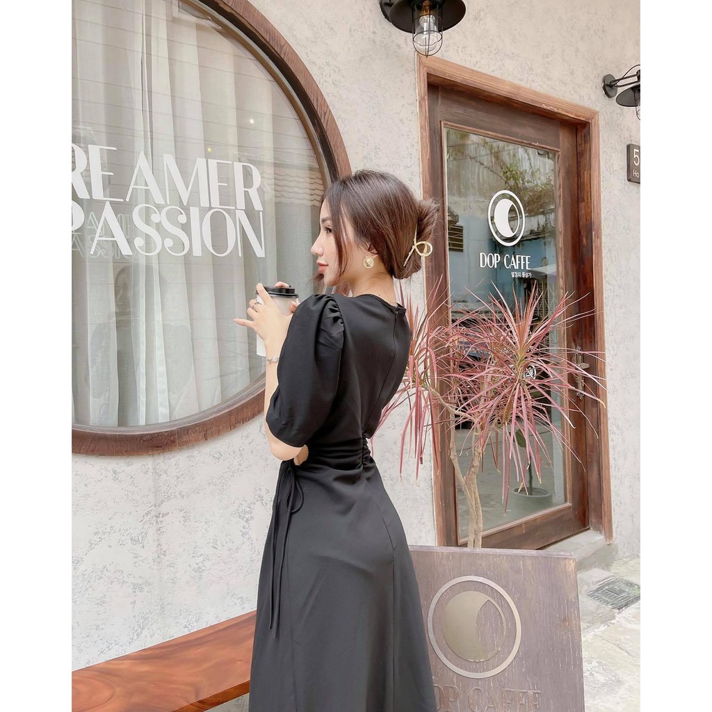 Đầm midi dự tiệc khoét eo/ Đầm suông khoét eo 3 màu