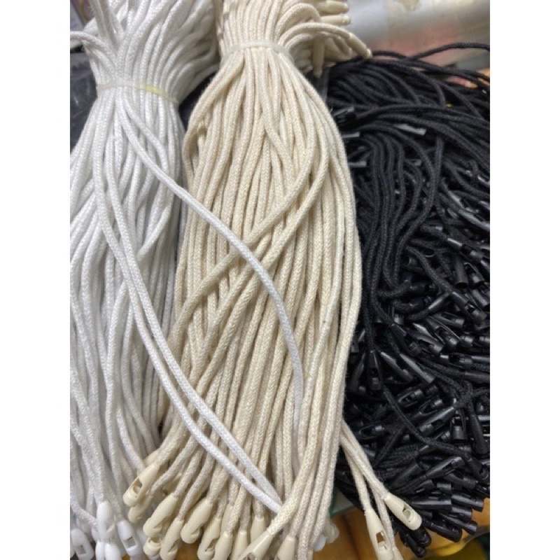 Dây tag treo nhãn mác sợi Cotton đen, trắng, kem