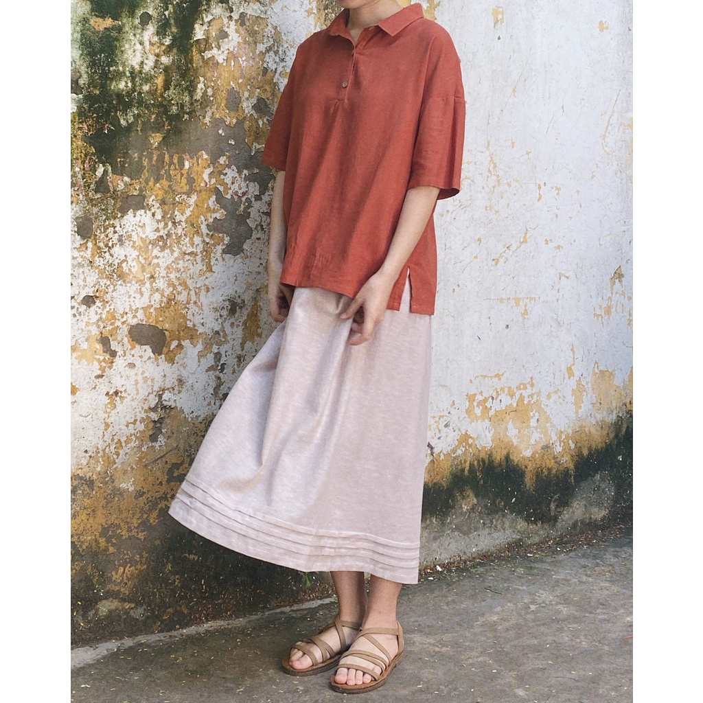 Chân váy linen be
