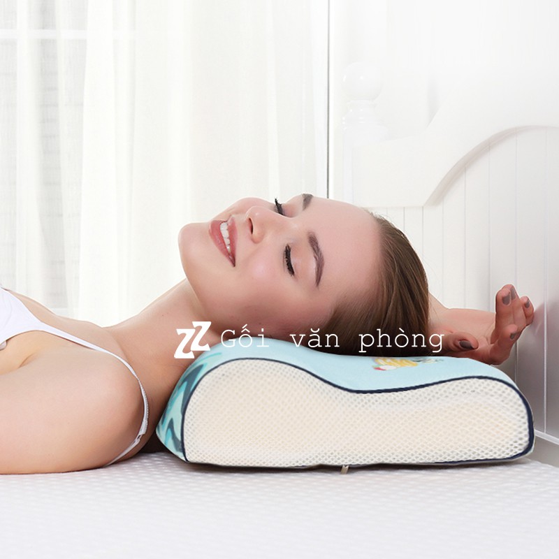 Gối ngủ cao su non nhiều hình vỏ lụa mát 2 lớp cao cấp ZURI PILLOW SL100