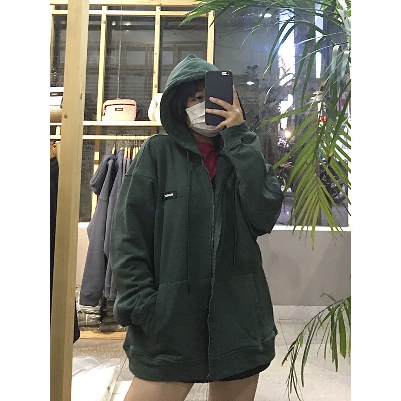 ÁO KHOÁC HOODIE ZIP NAM NỮ CÓ MŨ RỘNG UNISEX MÀU XANH CÂY THÔNG ( FOREST) FUNKY | BigBuy360 - bigbuy360.vn