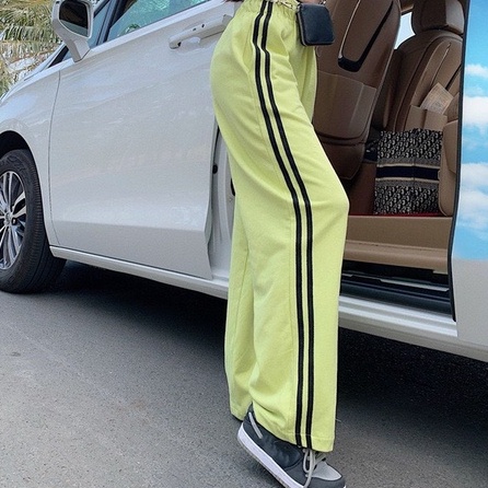 Jogger Thun Màu Xanh Lá Chuối Hai Sọc Co GIãn Mềm Mịn Thời Trang Ulzzang [AdorablexBeautiful]