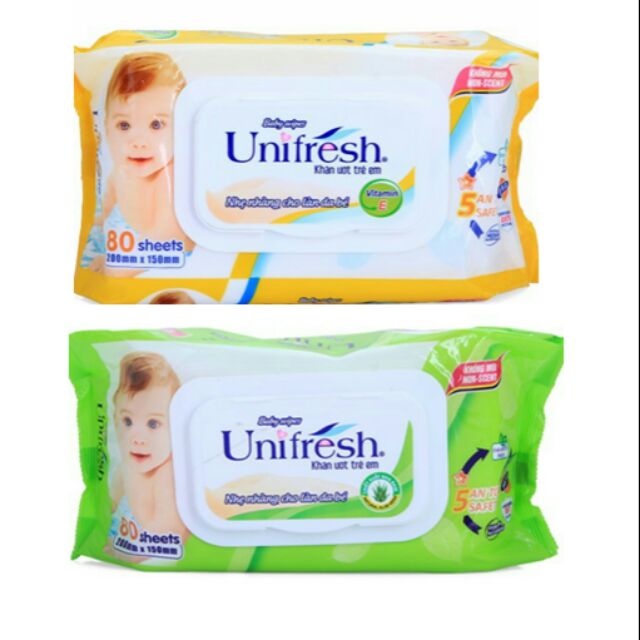 Khăn ướt Unifresh 80 tờ không mùi (Vitamin E / nha đam) | Shopee Việt Nam