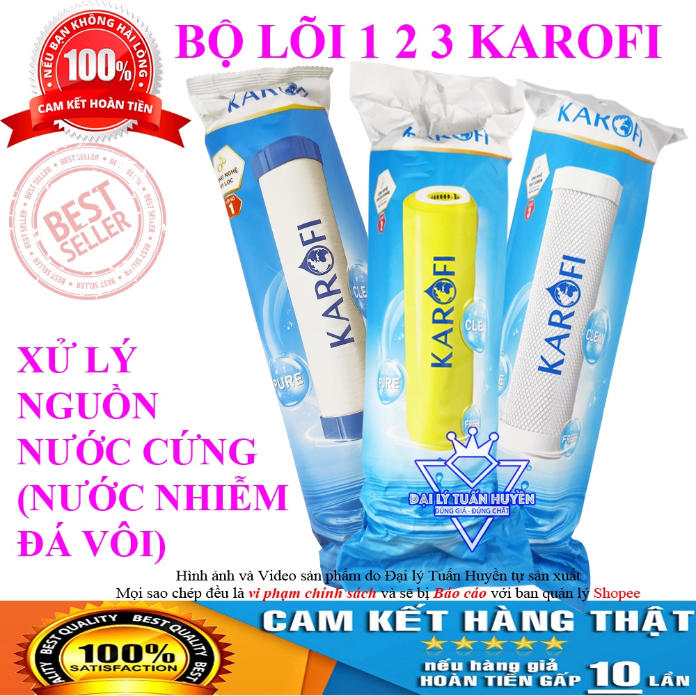 Bộ 3 lõi lọc Karofi xử lý nước cứng ( Nước nhiễm đá vôi)