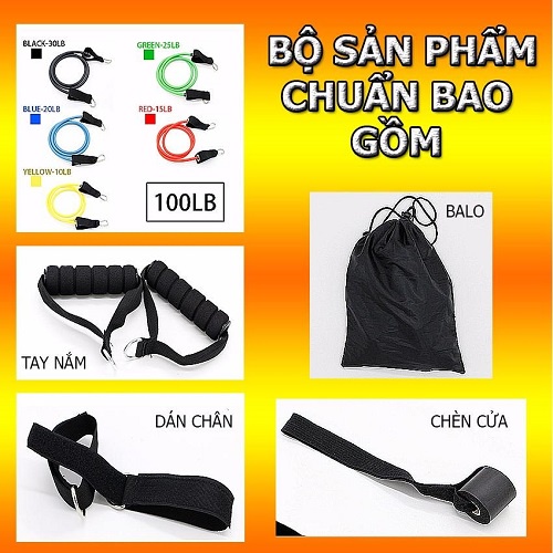 [ 𝑯𝑨̀𝑵𝑮 𝑳𝑶𝑨̣𝑰 1 ] Bộ 5 Dây Ngũ Sắc Tập Full Body 11 𝑴𝑶́𝑵  Dụng Cụ Tập Gym dụng cụ tập kháng lực tại nhà