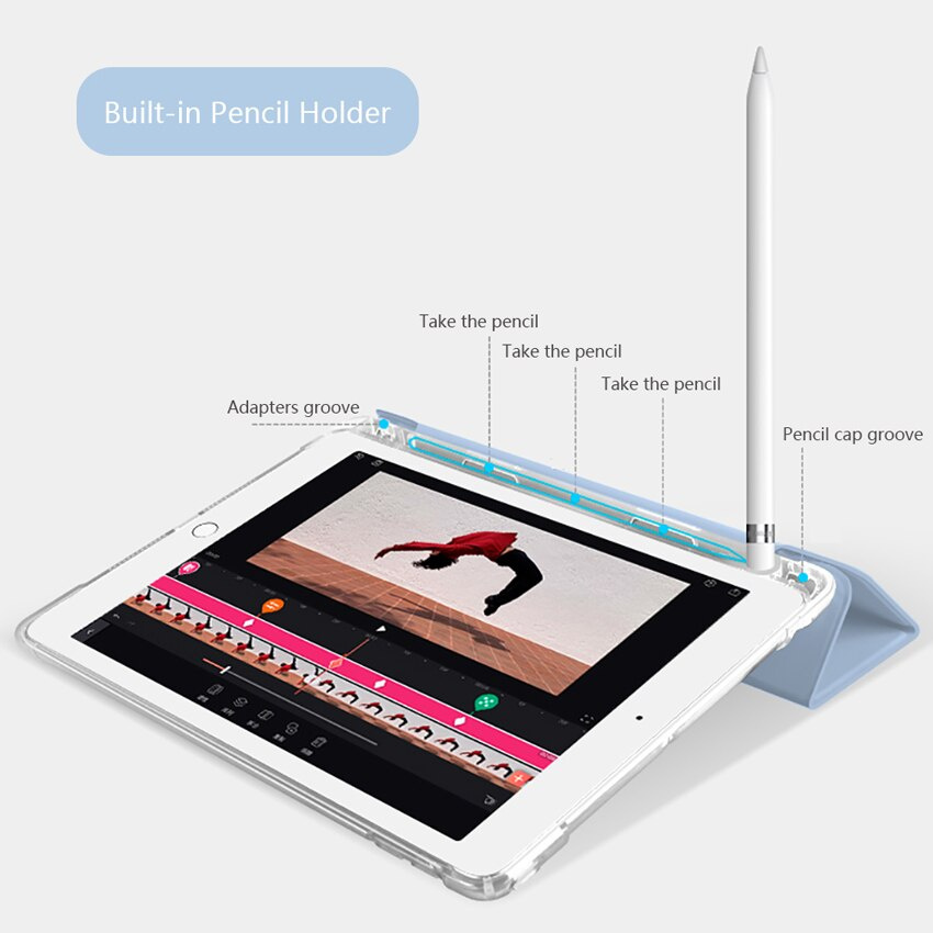 Bao da nắp lật có ngăn đựng bút thích hợp cho Ipad Pro 11 12.9 2021 Air 4 10.9 Air 3 Pro 10.5 5 6 9.7 Air 1 2 Mini 4 5