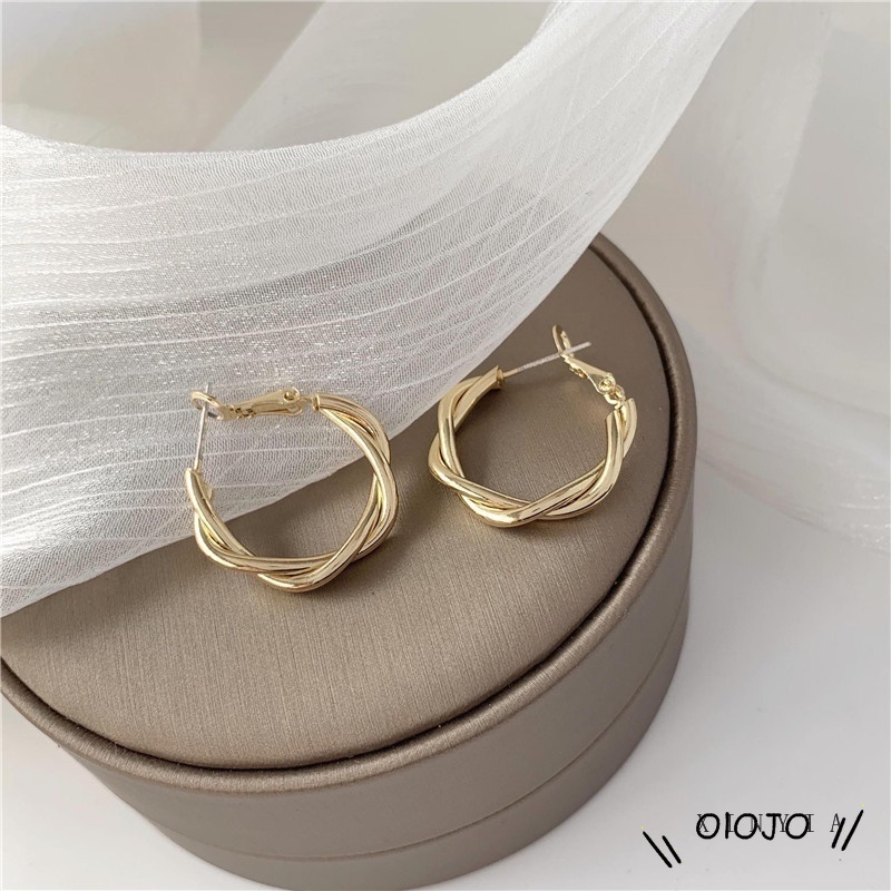 1 Cặp Bông Tai Kim Loại Hình Tròn Xoắn Sáng Tạo Phong Cách Hàn Quốc Cổ Điển Thời Trang