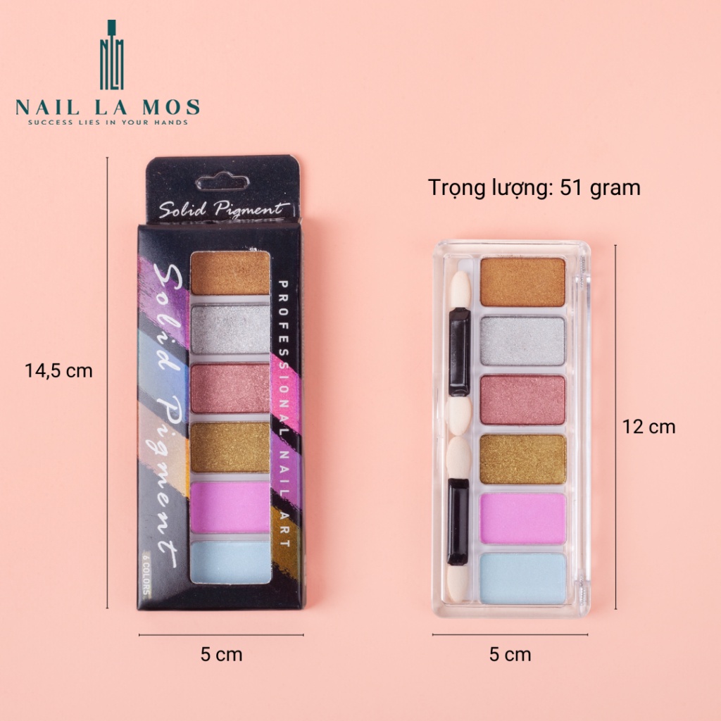 Set 6 màu bột tráng gương dạng nén trang trí móng - tráng gương nail ánh cầu vồng, ánh ngọc trai sáng lấp lánh rất đẹp