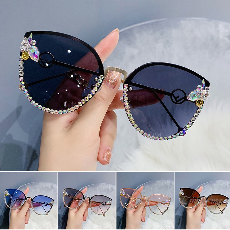 GETNOIVAS Kính Mát Tròn Đính Đá Lấp Lánh Chống Tia UV400 Thời Trang Cho Đi Du Lịch