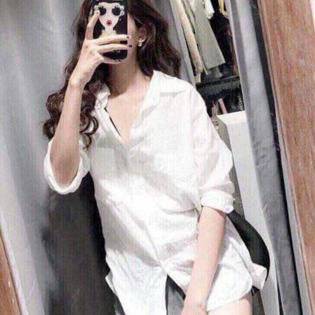 Áo sơ mi đũi trắng