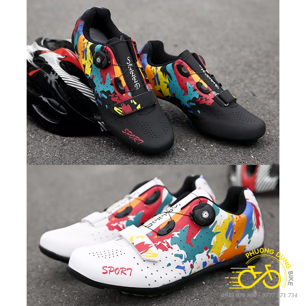 Giày đi xe đạp thể thao Road, MTB SPORT – Mẫu Rằng – 1 Khóa Vặn (GIÀY KHÔNG CAN)