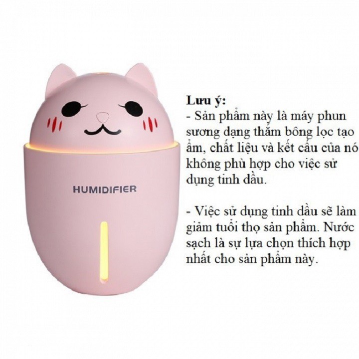 MÁY PHUN SƯƠNG MINI HÌNH CHÚ MÈO TÍCH HỢP ĐÈN TẶNG KÈM ĐÈN QUẠT USB ( Giao Mầu Ngẫu Nhiên )