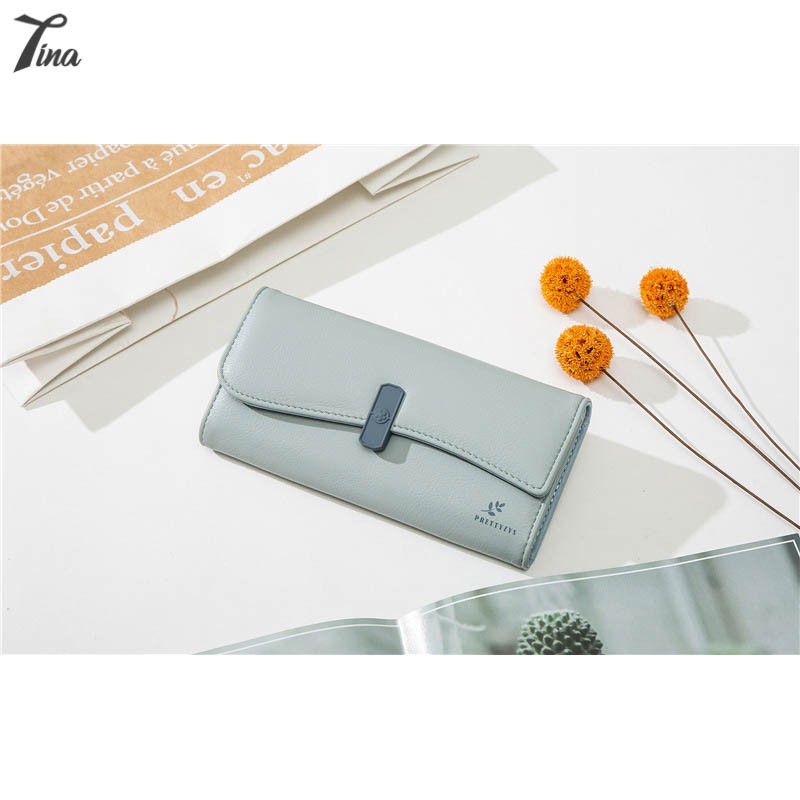 Ví nữ dài Prettyzys cầm tay style Korea dáng gập sang trọng thanh lịch,nhiều ngăn đựng thẻ,tiền (PTZ96)