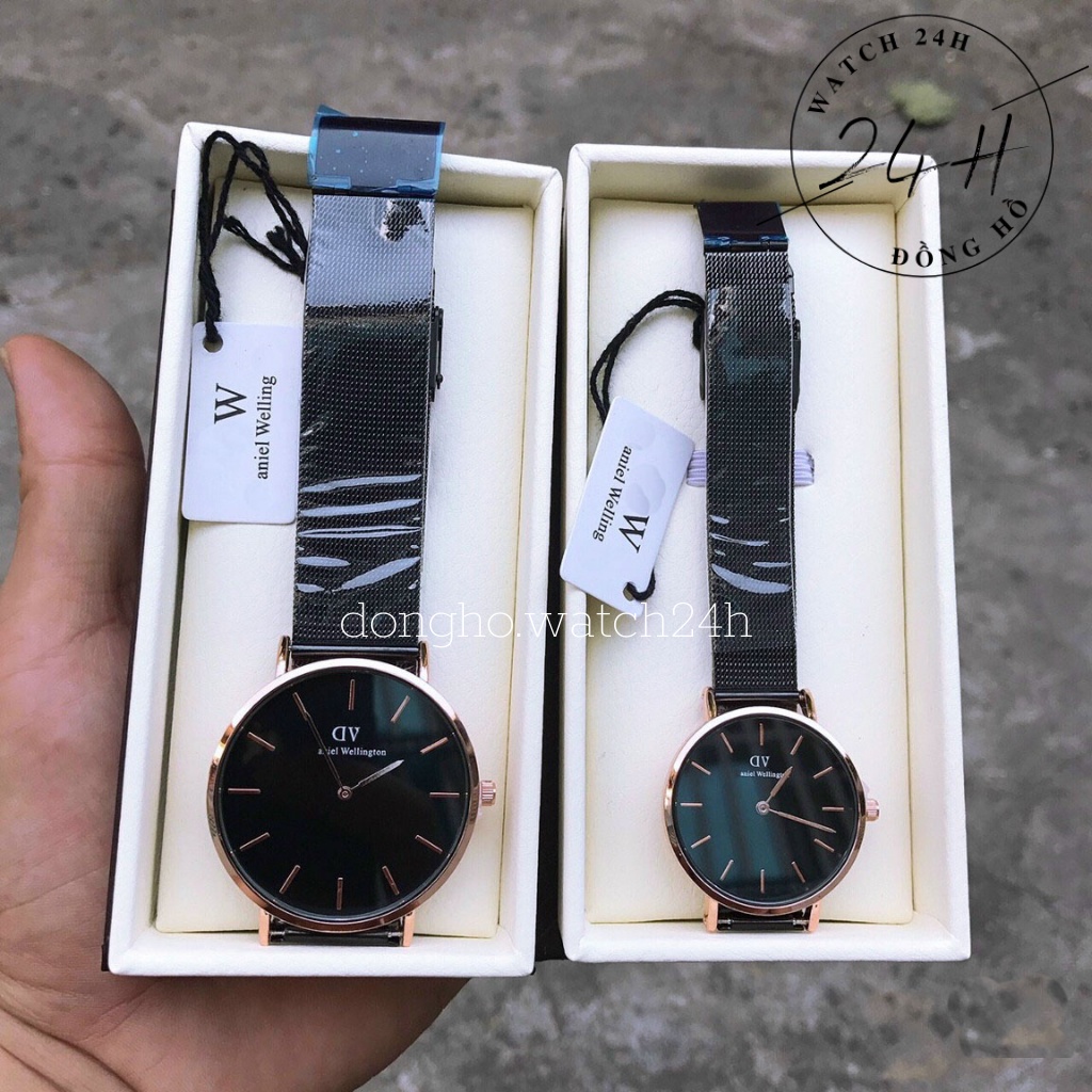 Đồng hồ nam, đồng hỗ nữ D dây thép ko gỉ, đủ 2 size cho cặp đôi thích sự sang trọng và trẻ trung