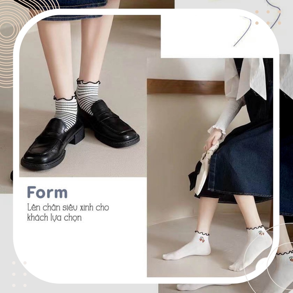 TẤT VỚ BÈO NHÚN CỔ NGẮN TRẮNG ĐEN CỔ ĐIỂN