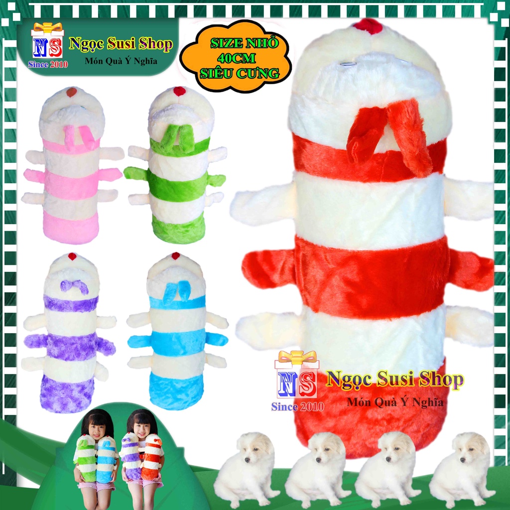 Gấu Bông Gối Ôm Con Sâu Lông Size Nhỏ 40cm Cho Bé Ôm Ngủ - Thú Bông Con Sâu Nhí Siêu Cưng