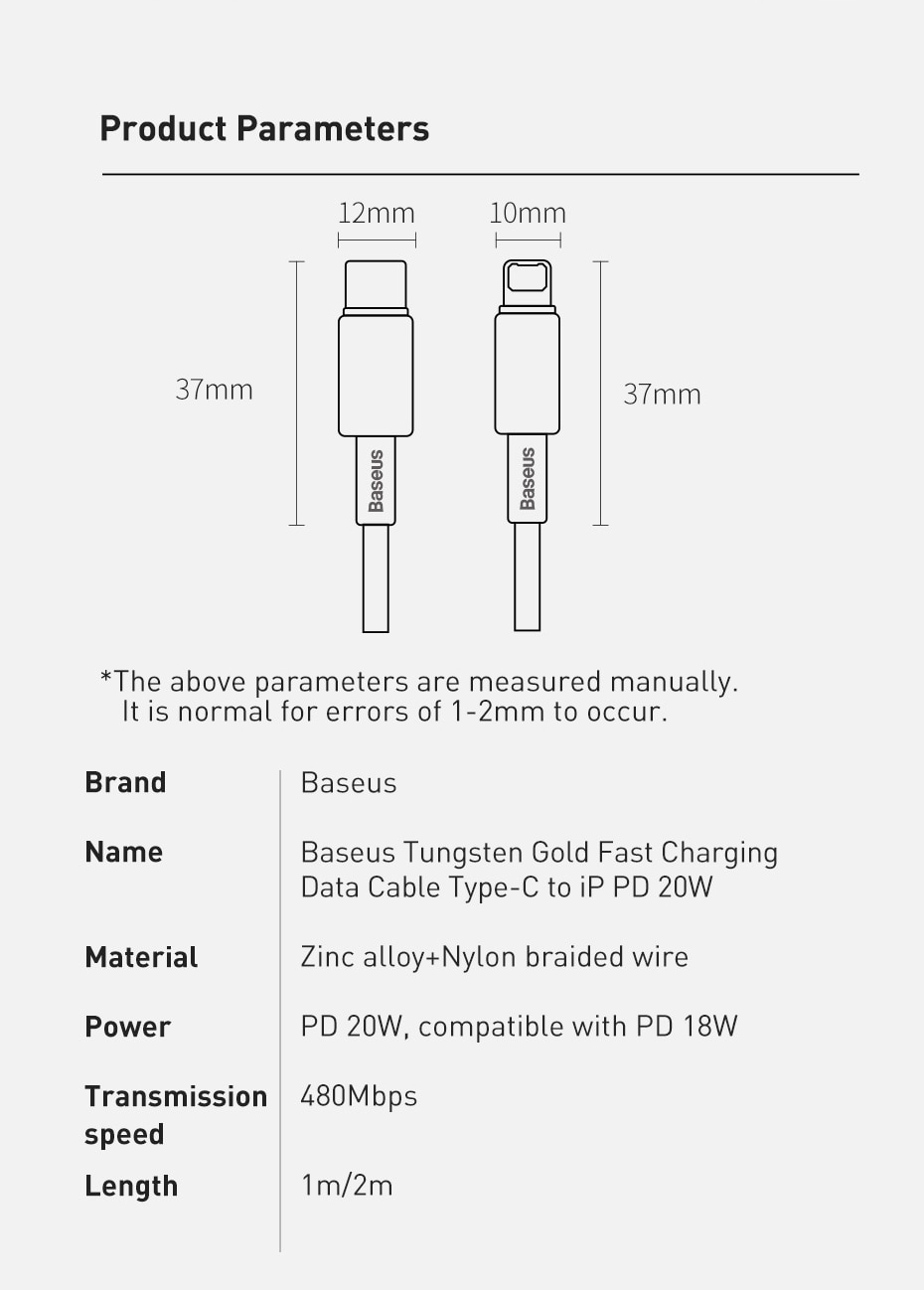 Cáp Sạc Nhanh Baseus Cho iPhone 12 11 Pro XS Max/Macbook iPad Mini Air 20W PD USB