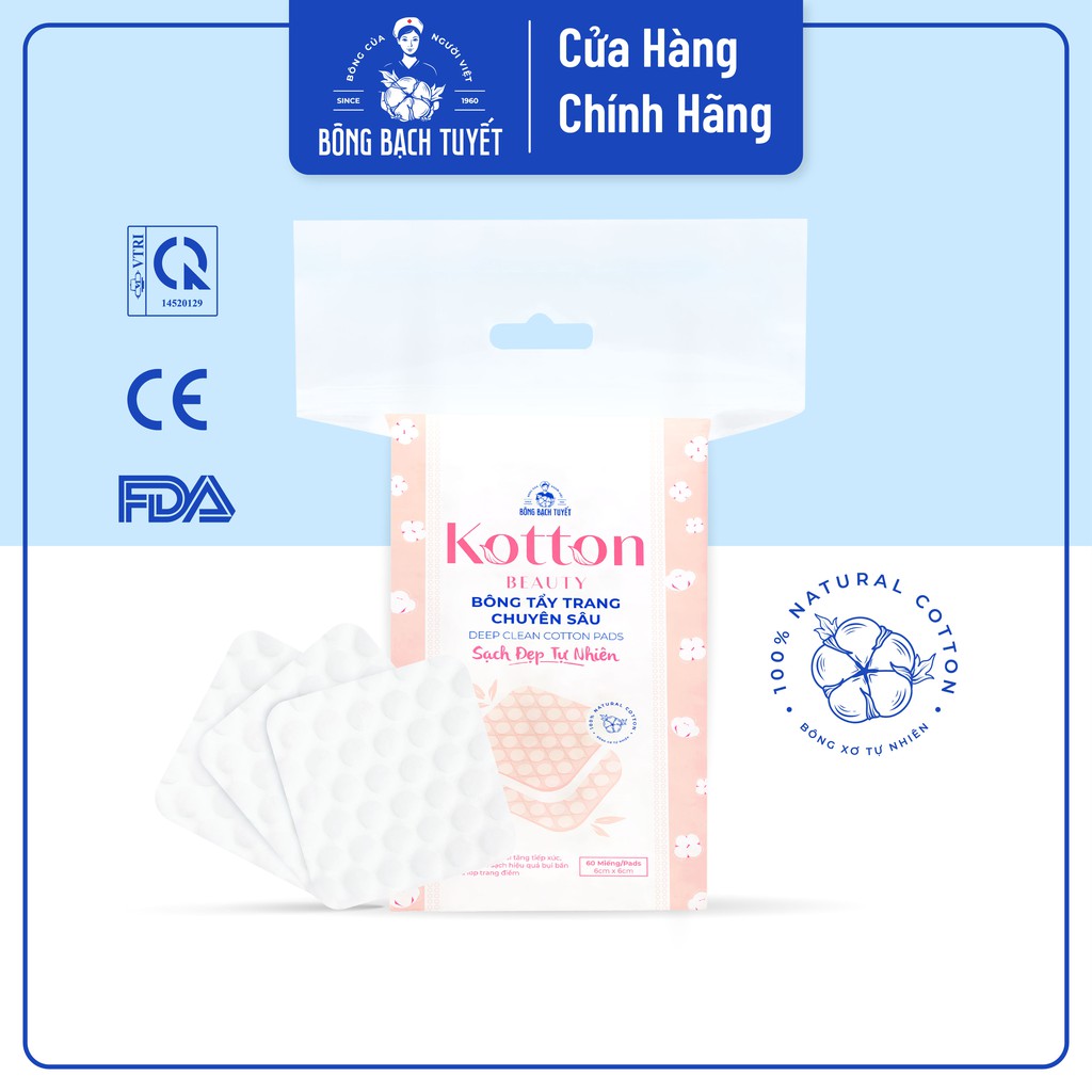 Bông tẩy trang cotton 60 miếng chuyên sâu Kotton Beauty