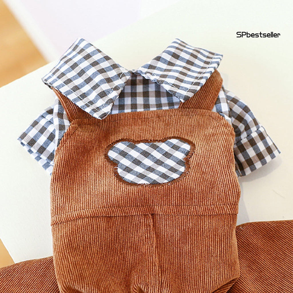 Quần yếm họa tiết kẻ sọc giữ ấm cho thú cưng