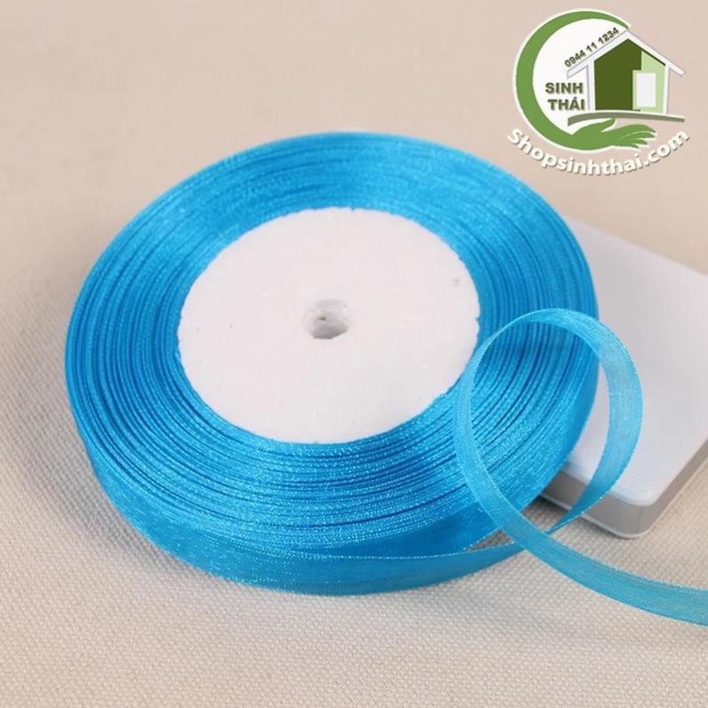 Ruy băng vải voan lưới nhũ viền, màu xanh dương