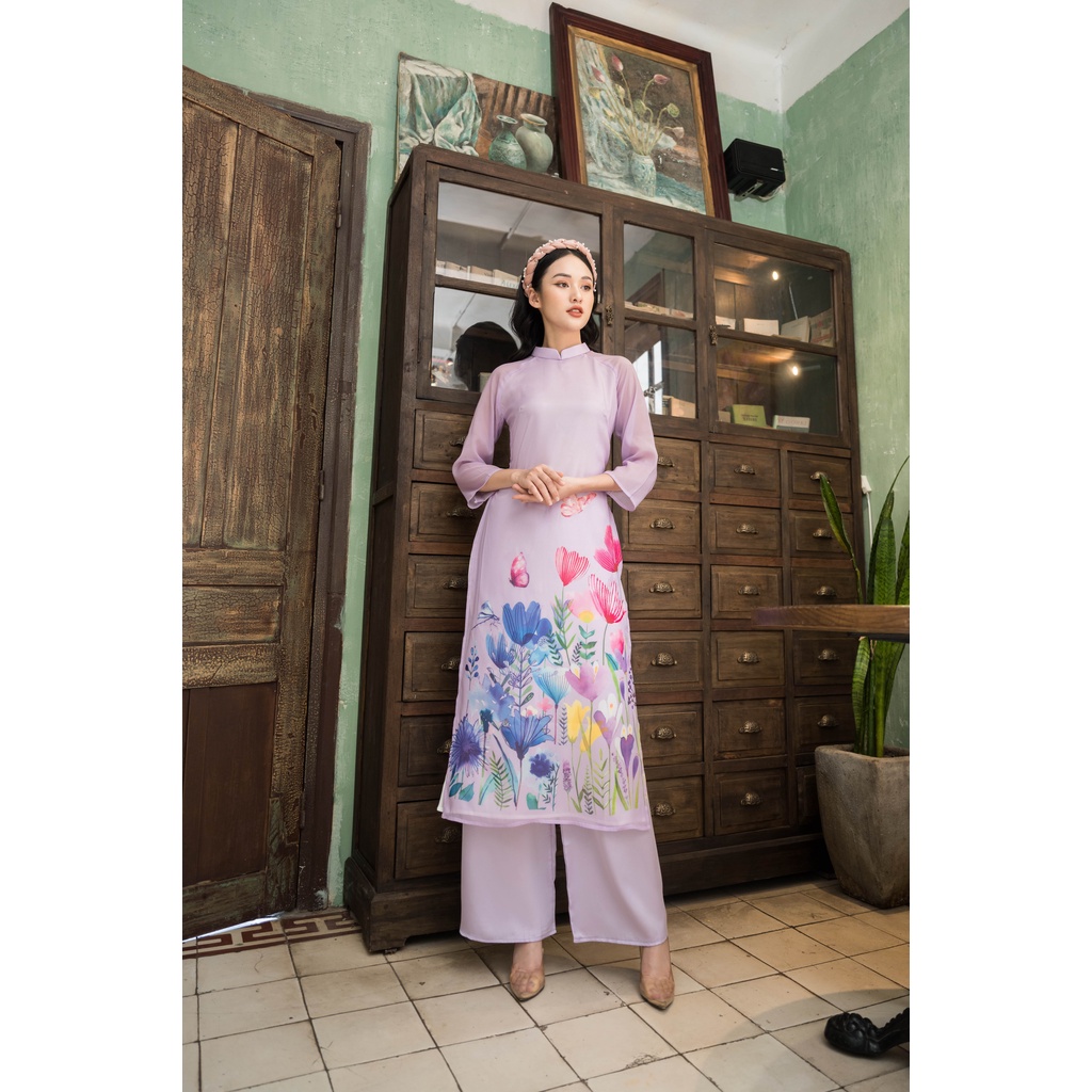 Áo dài nữ đẹp 🎀FREESHIP🎀 Áo dài voan thêu hoa sang trọng [ao dai nhung]