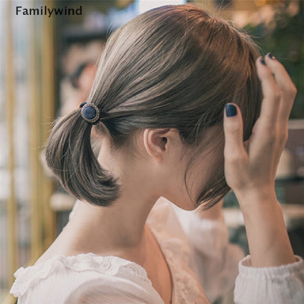 Băng Đô Cài Tóc Co Giãn Đính Nút Phong Cách Vintage Cho Nữ