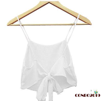 Áo hai dây hở lưng trang trí buộc nơ xinh xắn cho nữ