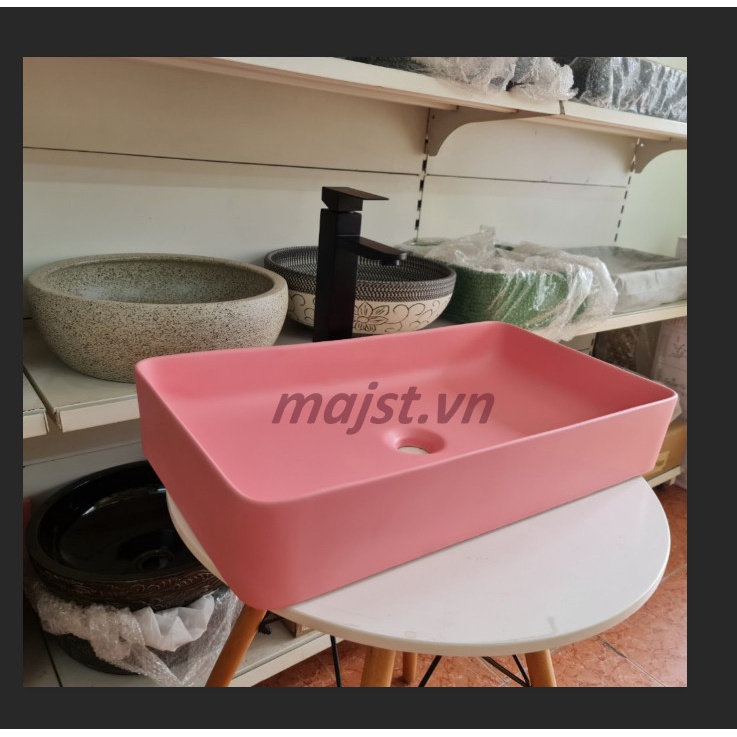 Lavabo, Chậu sứ đặt bàn nghệ thuật màu hồng Majst.