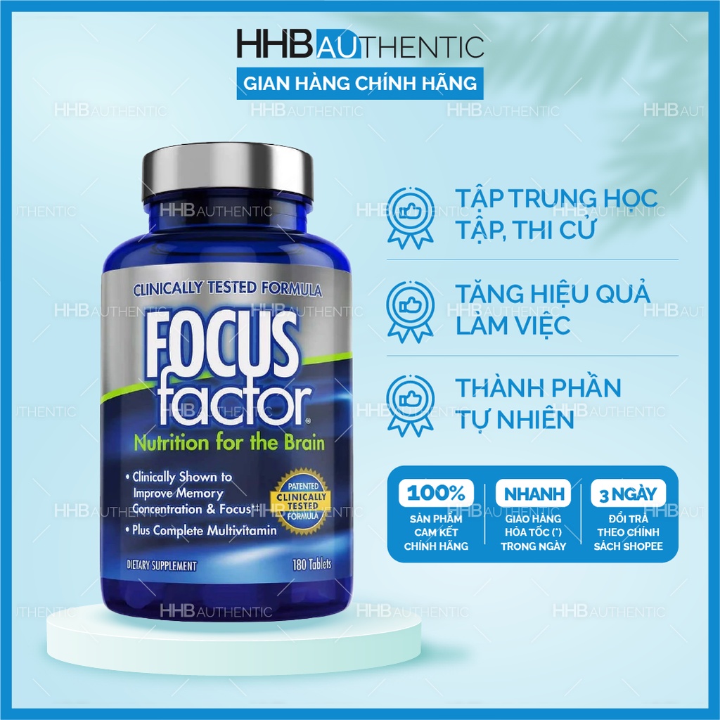 Viên uống tăng cường trí nhớ, tăng tập trung Focus Factor Nutrition For The Brain 180 viên - Xuất xứ Mỹ