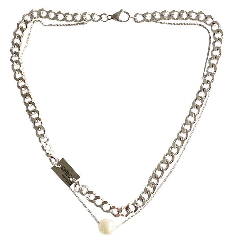 Dây Chuyền Thép Titan Hai Lớp Phong Cách Hiphop Độc Đáo Cá Tính