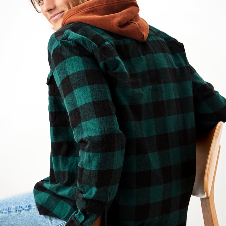 Áo Sơ Mi Nam Tay Dài Vải Nỉ Xuất Dư Sọc Caro - FO76 Shop