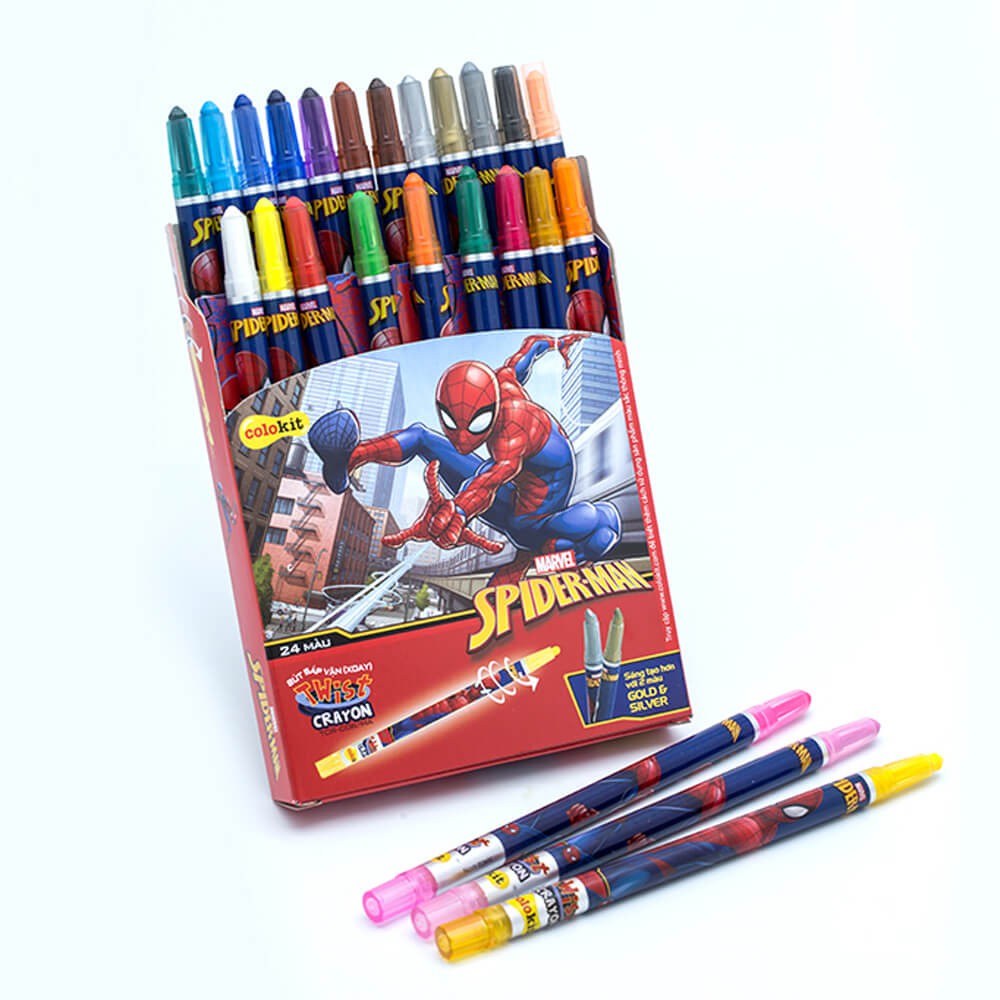 Bút sáp vặn Colokit Spiderman TCR-C06/MA 24 màu