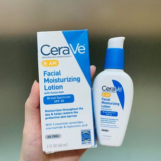 (4/2024) Kem Dưỡng Chống Nắng Ban Ngày CeraVe AM Facial Moisturizing Lotion SPF 30 (60ml)