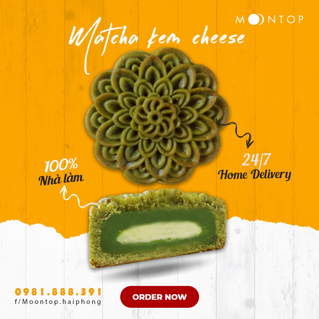 Bánh trung thu matcha kem cheese handmade cao cấp MoonTop | 150g