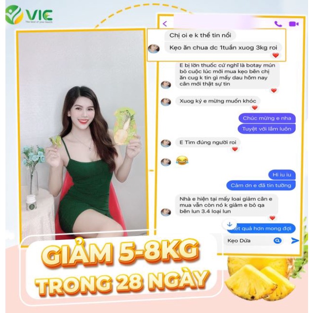 Kẹo Dứa Hỗ Trợ Giảm Cân - Kèm Phiếu Bảo Hành Chính Hãng