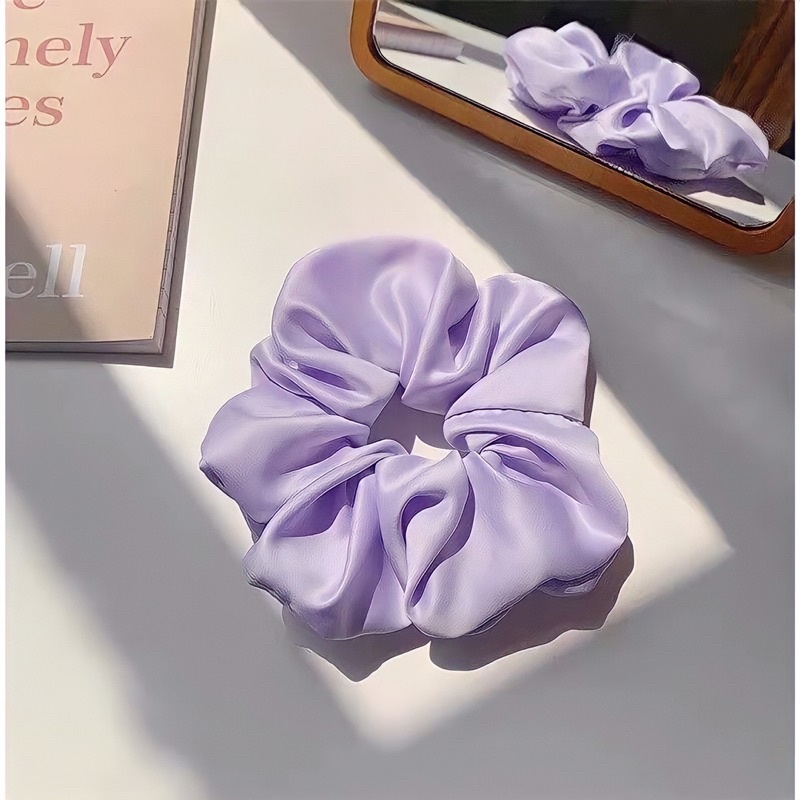 Cột tóc scrunchies vải phi bóng mềm mịn