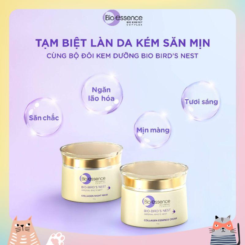 Bộ đôi Bio-Essence Bio-Bird's Nest dưỡng da tươi sáng căng mọng(Kem dưỡng 50gr + Mặt nạ ngủ Night Mask 50gr)