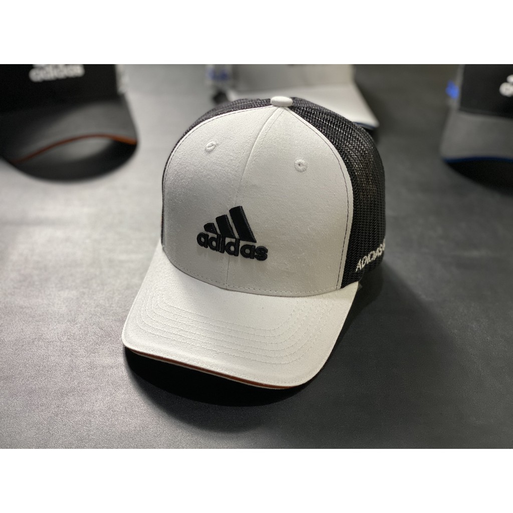 Nón kết Mũ lưỡi trai Adidas trắng logo thêu đen dành cho nam nữ Free size - Hàng VNXK